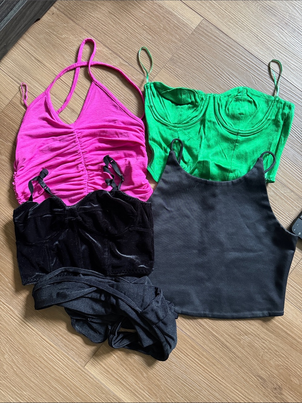 Set of 5 Women’s Tops - Hot Pink, Emerald Green, Black